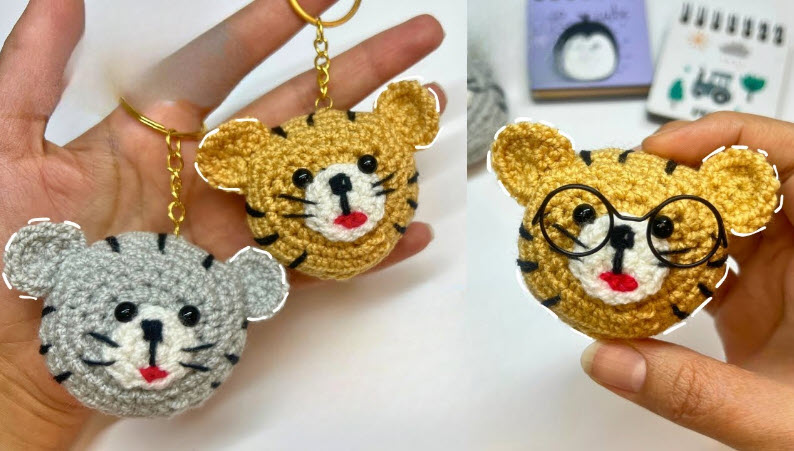 Crochet Tiny Tiger Keychain Amigurumi Pattern for Bags