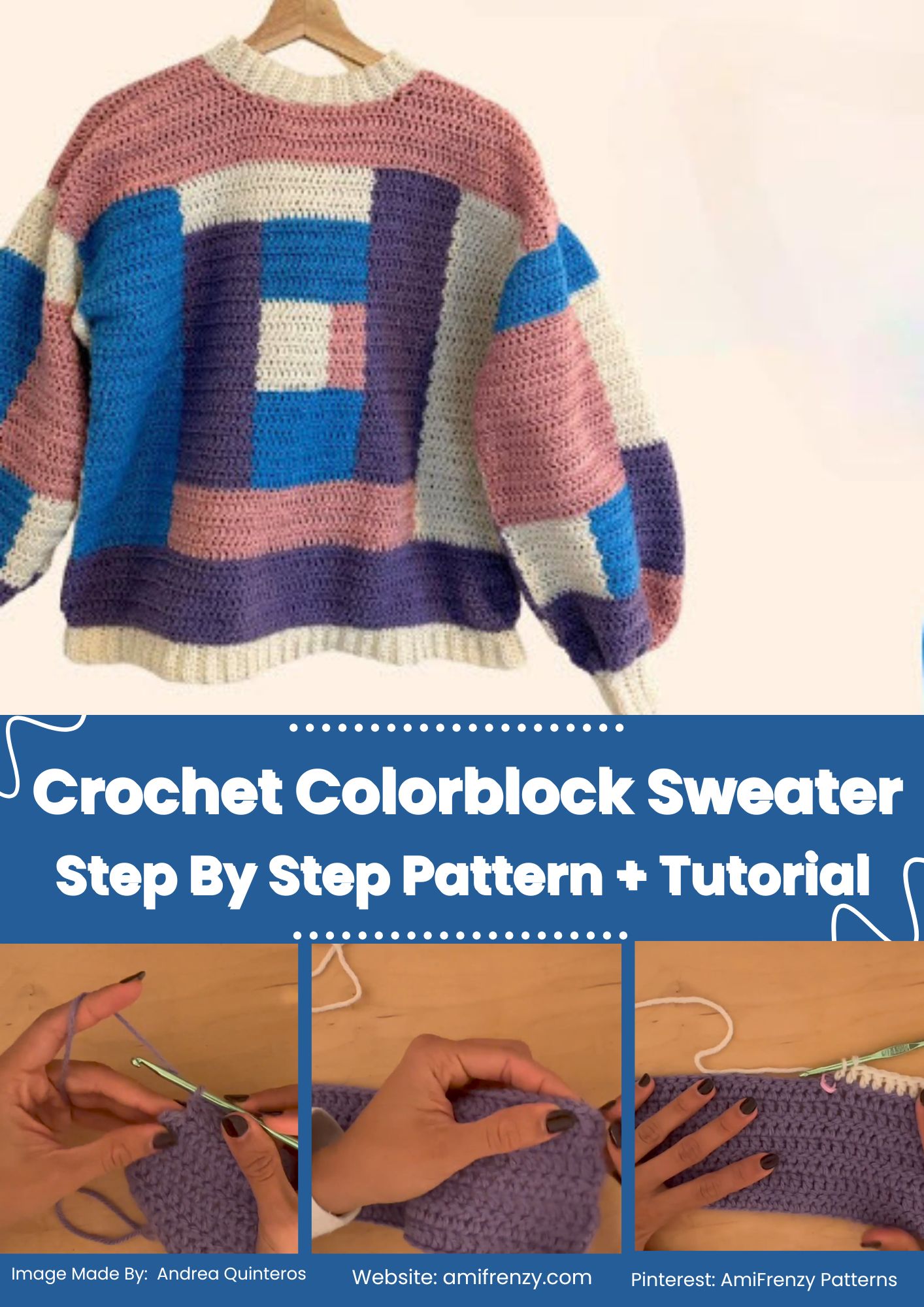 Crochet Colorblock Sweater Pattern with Modern Contrast
