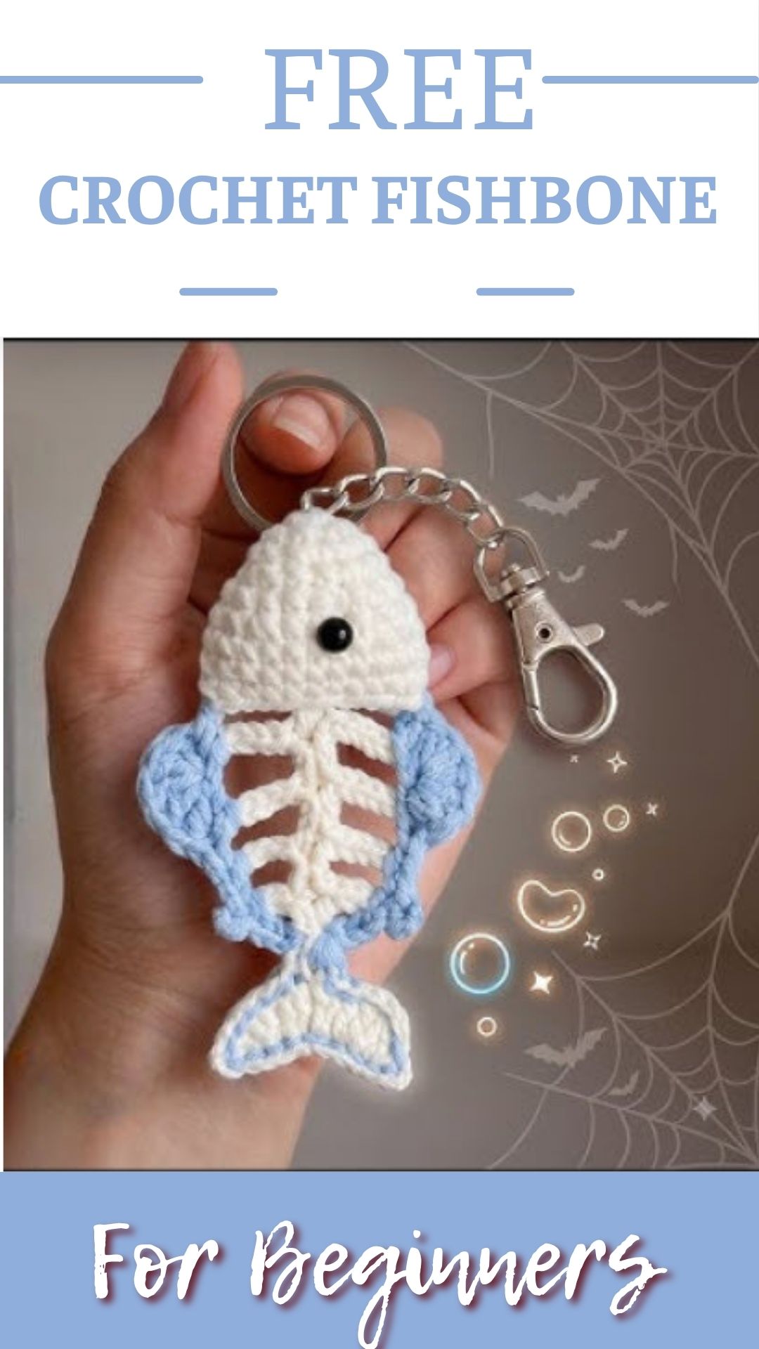 Crochet Fishbone Halloween Keychain Pattern for bags