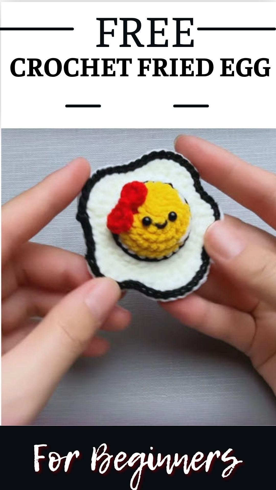 Crochet Fried Egg Keychain Amigurumi Pattern with Smiling Face