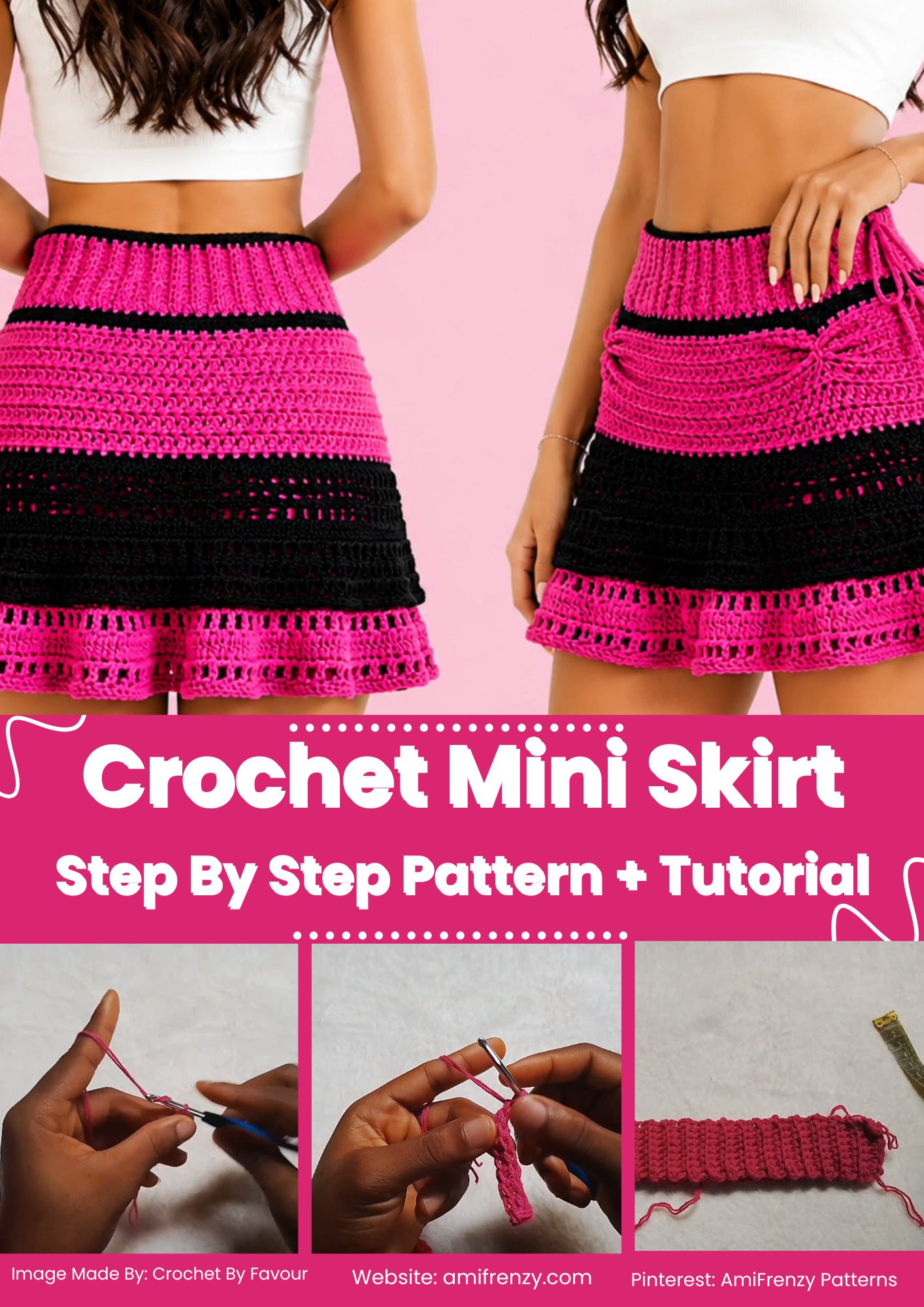 Crochet Mini Skirt Pattern with Ribbed Waistband
