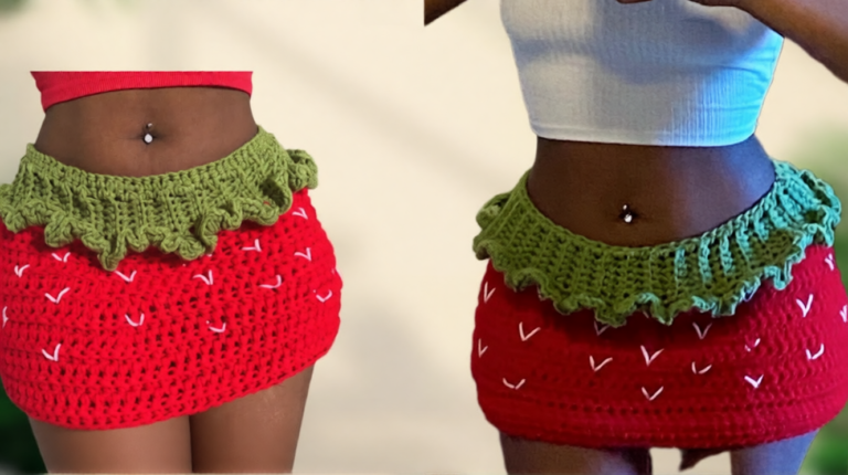 Crochet Strawberry Skirt Pattern with Berry Blossom